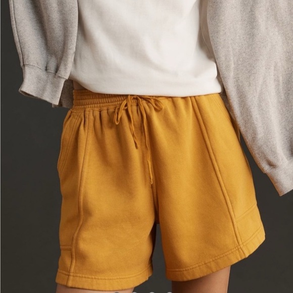 Daily Practice by Anthropologie Yellow Seamed Lounge Shorts Comfy Cozy Size XL - Picture 2 of 10